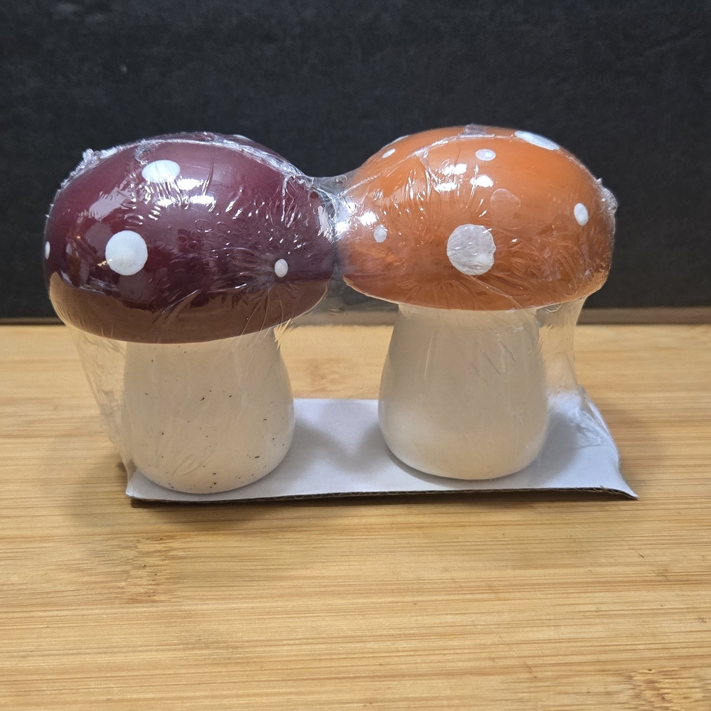 Whimsical Polka Dot Top Mushroom Salt and Pepper Shakers